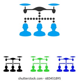 Drone Clients Connection vector pictograph. Illustration style is a flat iconic colored symbol with different color versions.