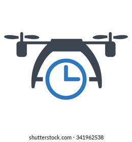 Drone Clock vector icon. Style is bicolor flat symbol, smooth blue colors, rounded angles, white background.