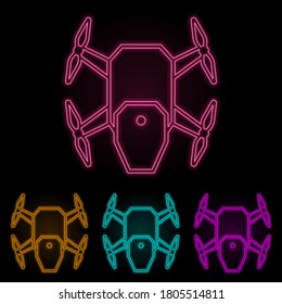 drone color neon set. Simple thin line, outline vector of drones icons for ui and ux, website or mobile application
