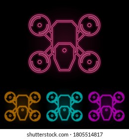 drone color neon set. Simple thin line, outline vector of drones icons for ui and ux, website or mobile application