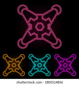 drone color neon set. Simple thin line, outline vector of drones icons for ui and ux, website or mobile application