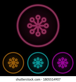 drone color neon set. Simple thin line, outline vector of drones icons for ui and ux, website or mobile application