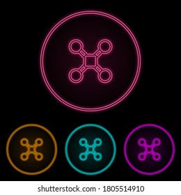 conjunto de neones color drone. Línea delgada simple, contorno vector de iconos de drones para ui y ux, sitio web o aplicación móvil