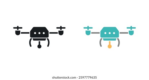 Drone colored icon set. Stock Vector