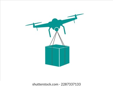 Drone concept for delivery in industry 4.0 isolated on white background.