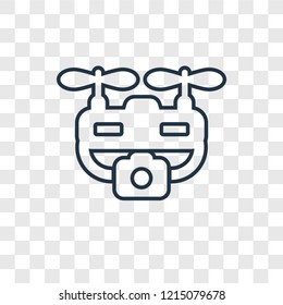 Drone concept vector linear icon isolated on transparent background, Drone concept transparency concept in outline style