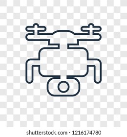 Drone concept vector linear icon isolated on transparent background, Drone concept transparency concept in outline style