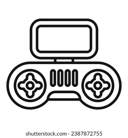 Vector de contorno del icono joystick de control de drones. Control remoto móvil inteligente. Comunicación de aeronaves