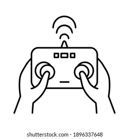 Drone controller icon. Flat pictogram for web. Line stroke. Isolated on white background. Vector eps10