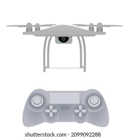 Drone and controller. vector illustration