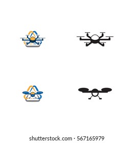 Drone Copter Icon Logo Vector Set Element