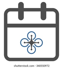 Drone Date vector icon. Style is bicolor flat symbol, cobalt and gray colors, rounded angles, white background.