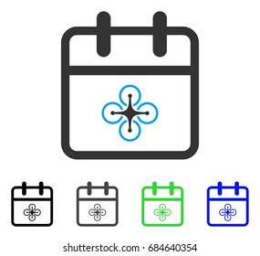 Drone Day flat vector pictograph. Colored drone day gray, black, blue, green icon versions. Flat icon style for graphic design.