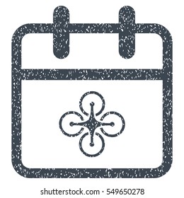 Drone Day grainy textured icon for overlay watermark stamps. Flat symbol with scratched texture. Dotted vector smooth blue ink rubber seal stamp with grunge design on a white background.