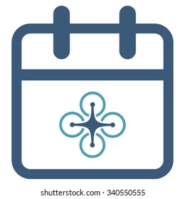 Drone Day vector icon. Style is bicolor flat symbol, cyan and blue colors, rounded angles, white background.