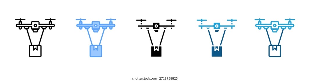 Conjunto de iconos de entrega de drones colección de estilo múltiple