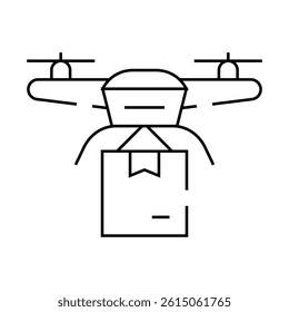 drone delivering line icon vector. drone delivering sign. isolated contour symbol black illustration