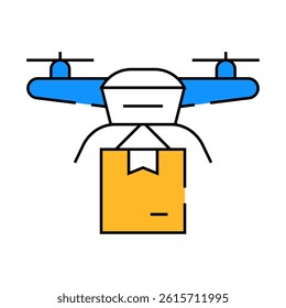 drone delivering line icon vector. drone delivering sign. isolated symbol illustration
