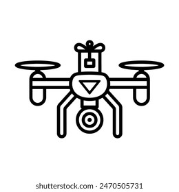 Drone Delivery with camera Icon Outline Black