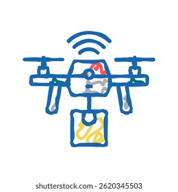 drone delivery doodle icon sketch vector. drone delivery sign. isolated symbol illustration