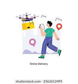 Drone Delivery Flat Style Design Vector illustration. Stock illustration