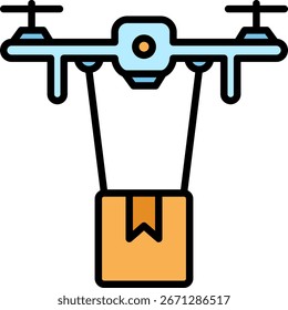 Icono de entrega de drones: envío autónomo del paquete