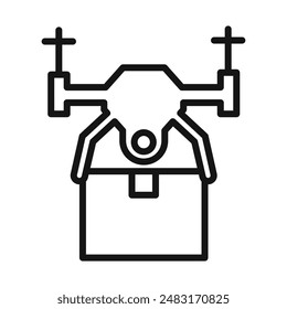 drone delivery icon Black line art vector