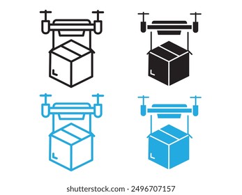 drone delivery icon black and white vector outline sign