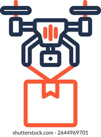 Drone Delivery Icon Color Line Vector Illustration