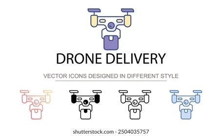 Drone Delivery Symbol-Design mit weißem Hintergrund Stockgrafik