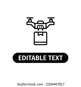 Drone Delivery Icon With Editable Stroke