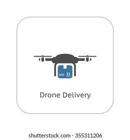 Drone Delivery Icon. Flat Design. Business Concept. Isolated Illustration.