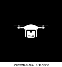 Drone Delivery Icon. Flat Design. Business Concept. Isolated Illustration