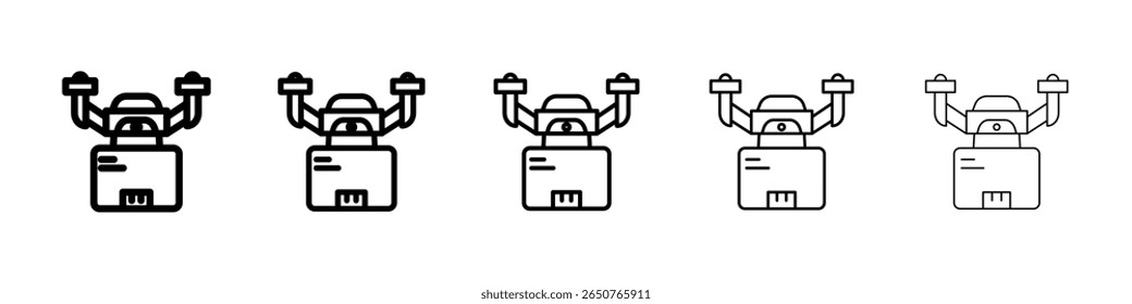 drone delivery icon isolated vector on white background set