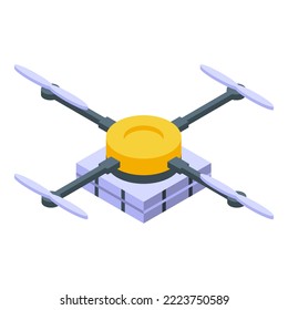 Drone Delivery Icon Isometric Vector. Online Service. Food Bike