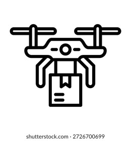 Ilustración vectorial de diseño de línea de icono de entrega de drones