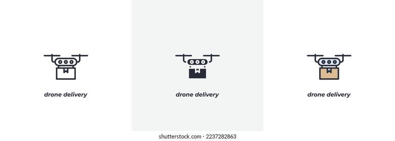 drone delivery icon. Line, solid and filled outline colorful version, outline and filled vector sign. Idea Symbol, logo illustration. Vector graphics