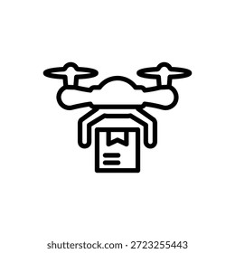 Icono de entrega de drones, Vector de línea