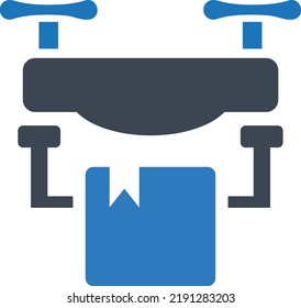 Drone Delivery Icon On White Background