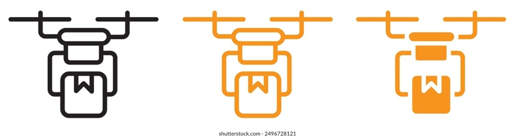 Drone Delivery Icon Set Aerial Transport Illustrations for Technology and Logistics