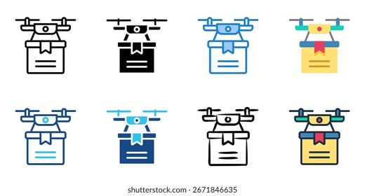 Drone Delivery icon set multiple style collection 
