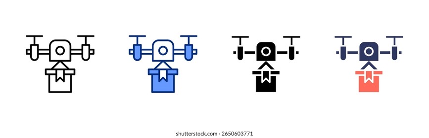 Drone Delivery icon sheet multiple style collection