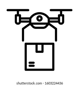 Drone delivery icon. Simple design. Line vector. Isolate on white background.