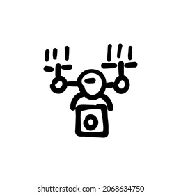 icono de entrega de drones en vector. Logotipo - Doodle