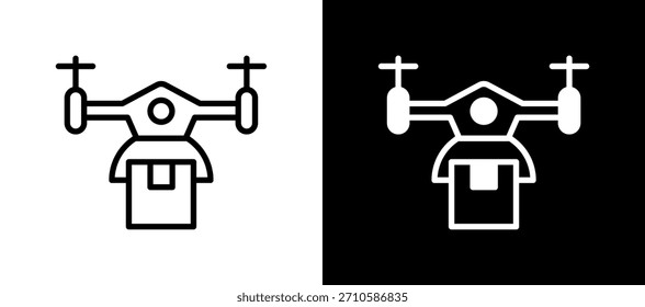 Ícone de entrega de drone branco Ilustração de vetor preto
