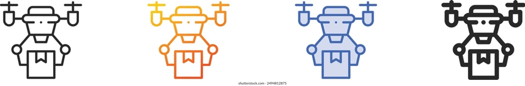 drone delivery icon.Thin Linear, Gradient, Blue Stroke and bold Style Design Isolated On White Background