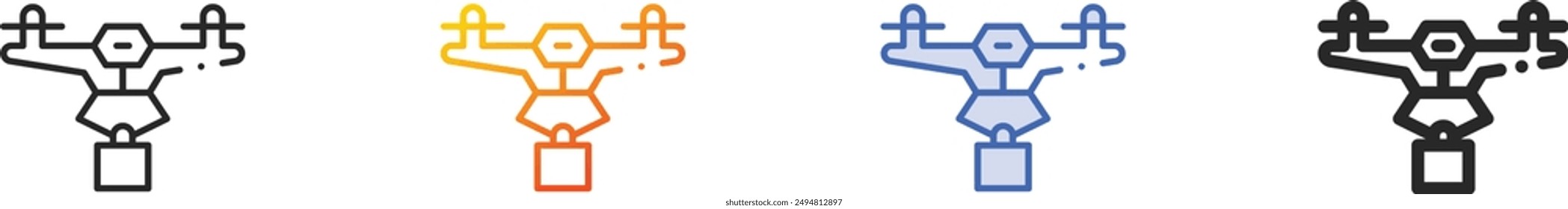drone delivery icon.Thin Linear, Gradient, Blue Stroke and bold Style Design Isolated On White Background
