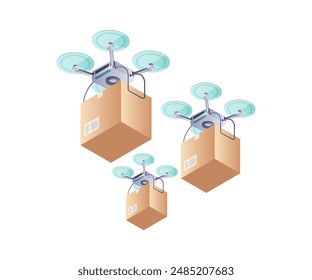Drone Delivery Innovations infographics isometric illustration