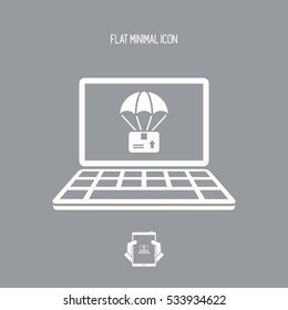Drone delivery for internet shop - Vector flat icon