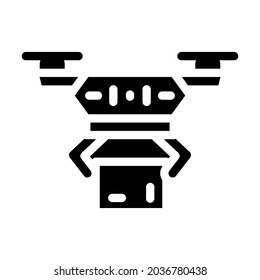 vector de icono de glifo robot de entrega de drones. señal del robot de entrega de drones. símbolo de contorno aislado ilustración negra